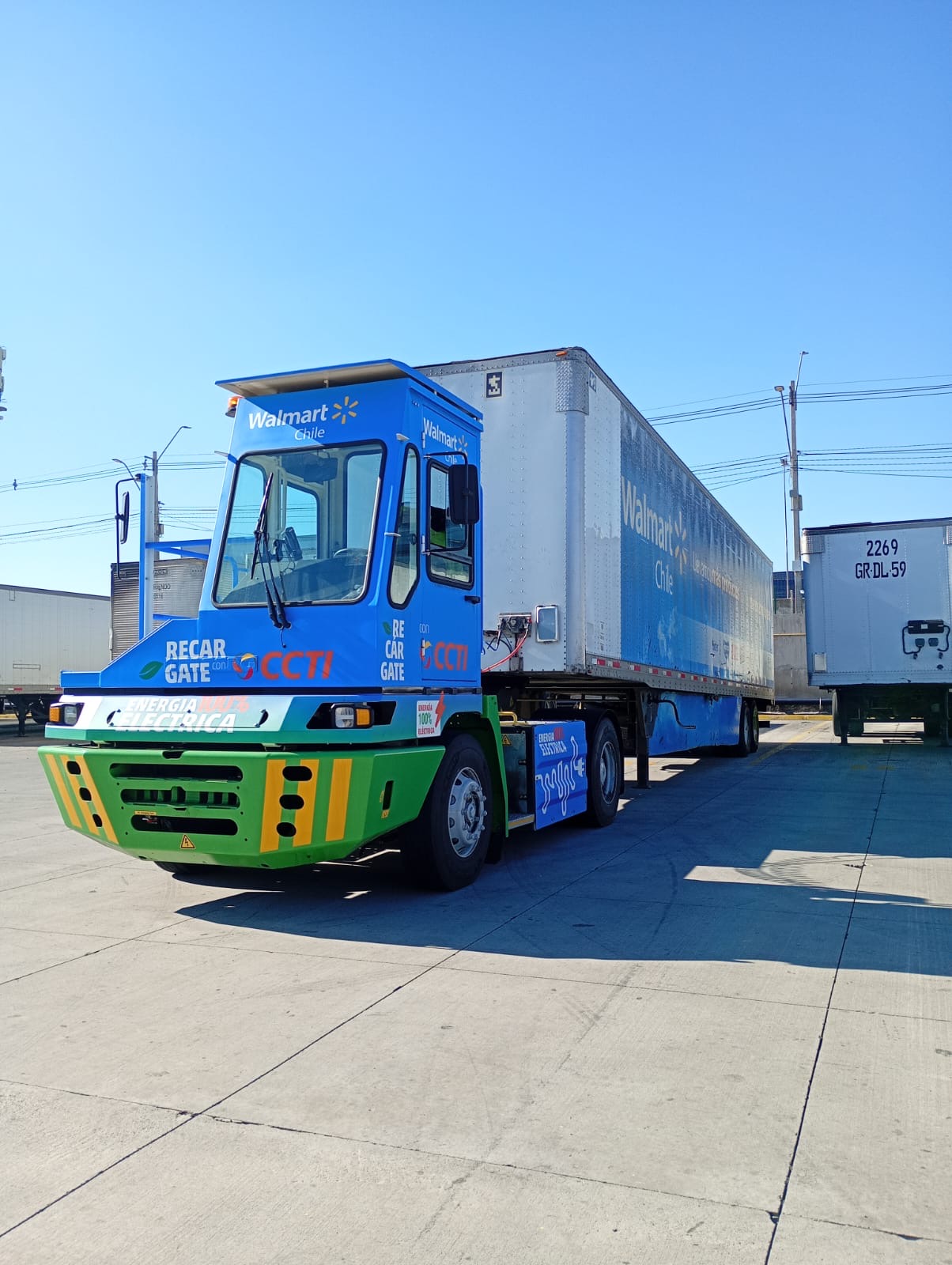 Electric yard tractors at Walmart in Chile